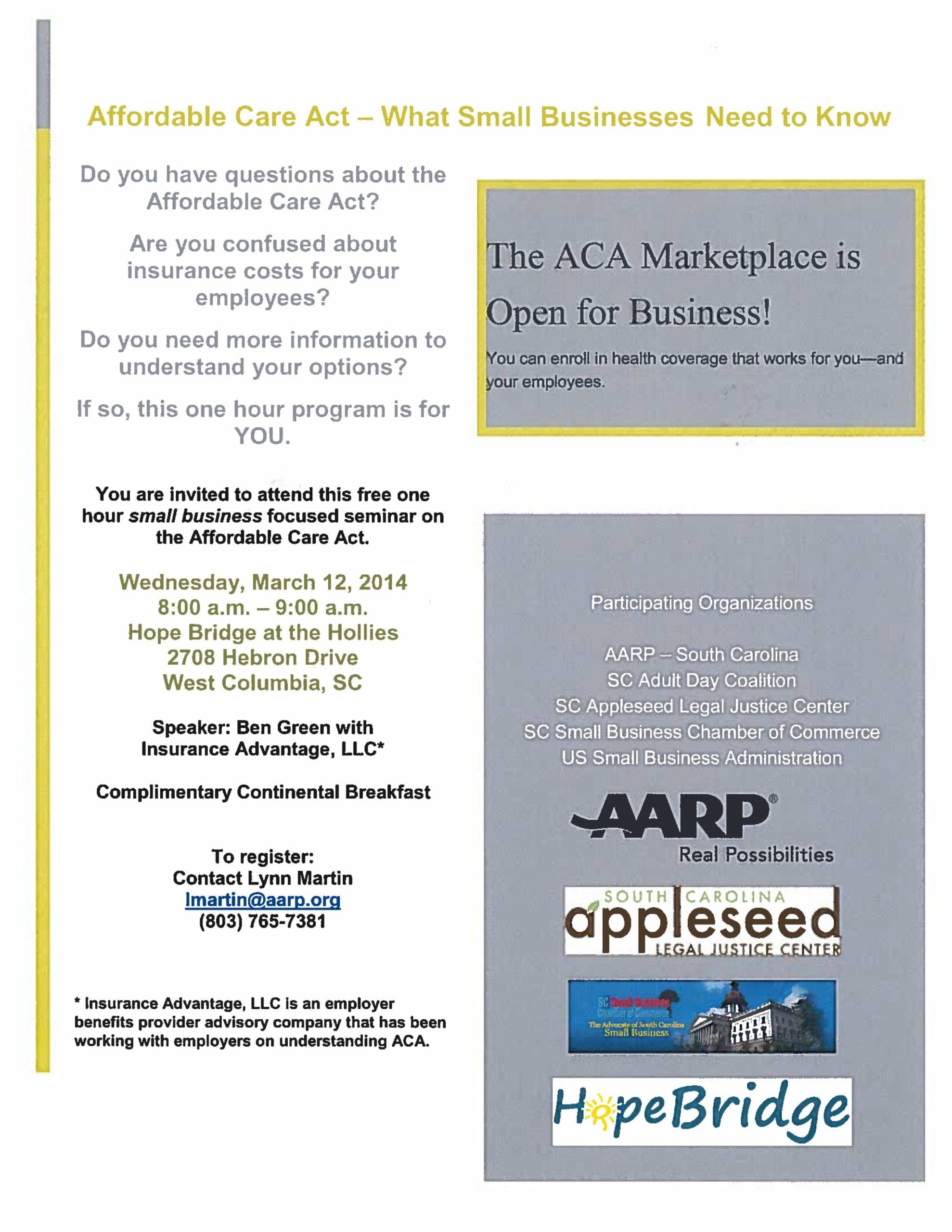 ACA Business Training Flyer